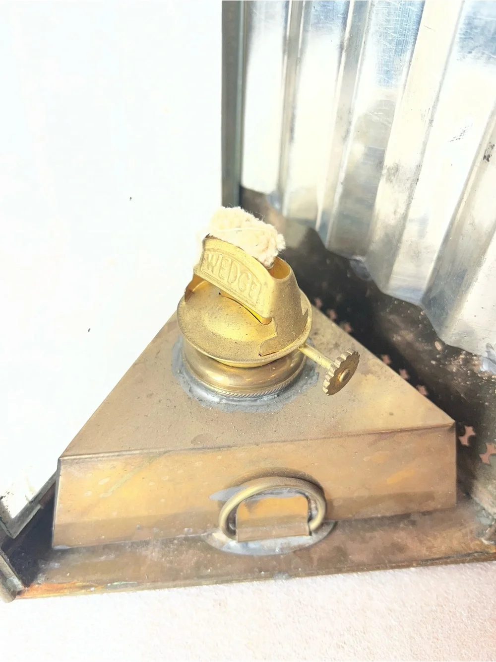Vintage Brass Wedge Ships Lantern Made in Brittany